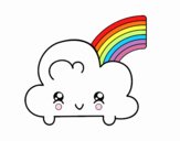 Nube con arco iris kawaii