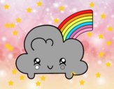 Nube con arco iris kawaii