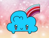 Nube con arco iris kawaii