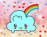 Nube con arco iris kawaii