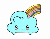 Nube con arco iris kawaii