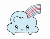 Nube con arco iris kawaii