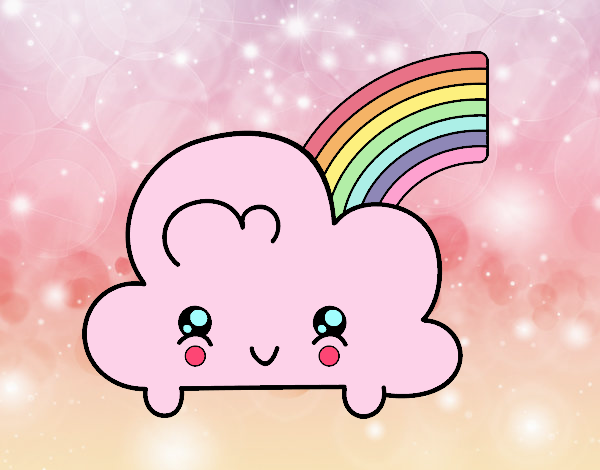 Nube con arco iris kawaii