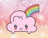 Nube con arco iris kawaii