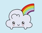 Nube con arco iris kawaii