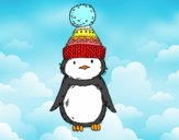 Pingüino con gorro de invierno