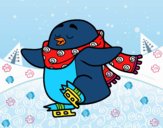 Pingüino patinando sobre hielo