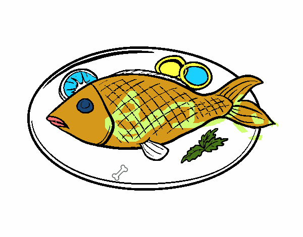 Dibujo De Plato De Pescado Pintado Por En El Día 28 05 20 A 1372