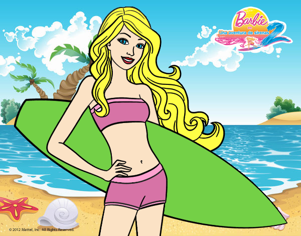 Barbie con tabla de surf