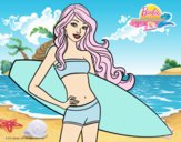 Barbie con tabla de surf