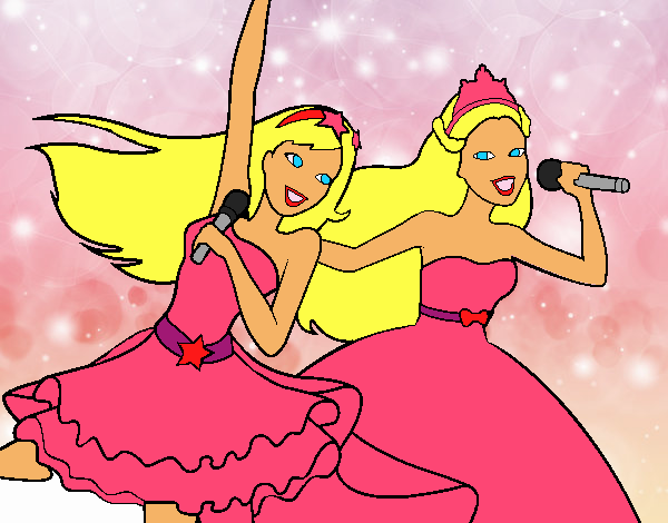 Barbie y la princesa cantando