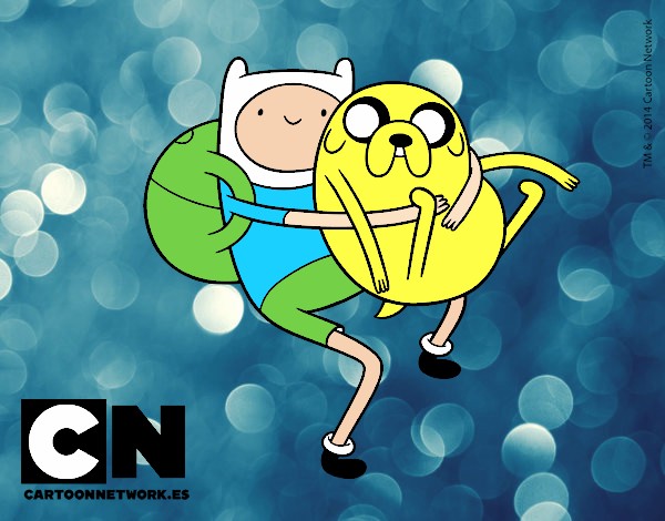 Finn y Jake abrazados