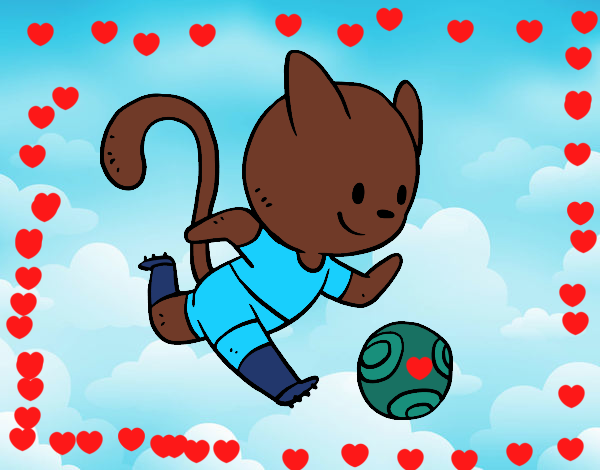 Gato jugando a fútbol