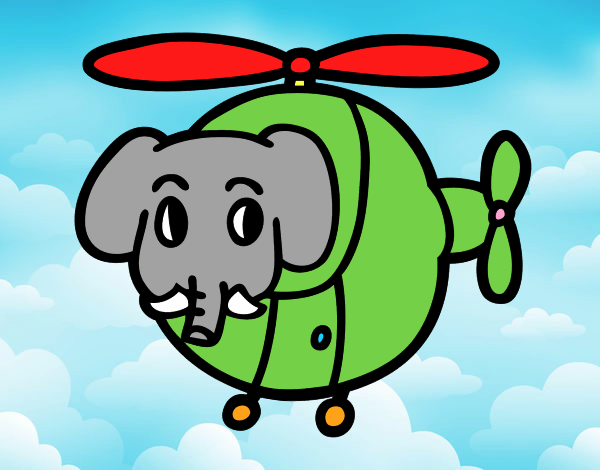 Helióptero con elefante