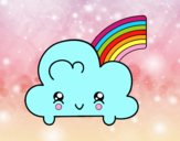 Nube con arco iris kawaii