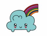 Nube con arco iris kawaii