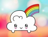 Nube con arco iris kawaii