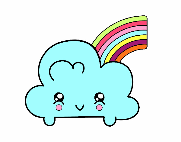 Nube con arco iris kawaii