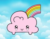 Nube con arco iris kawaii