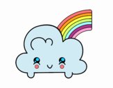 Nube con arco iris kawaii