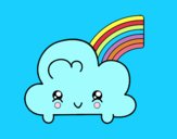 Nube con arco iris kawaii