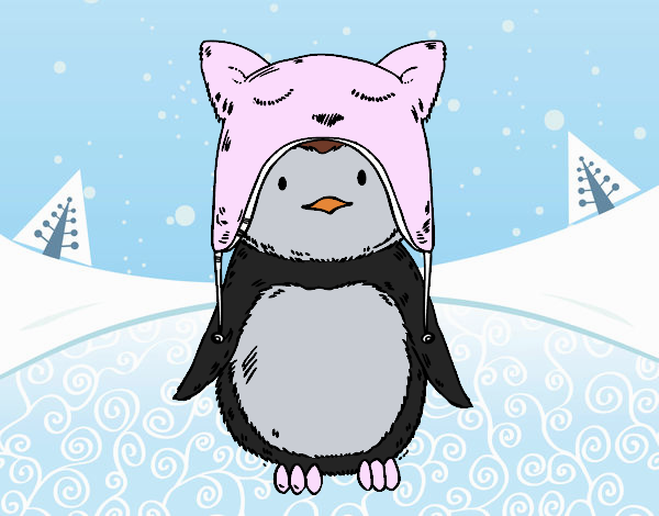 Pingüino con gorrito divertido