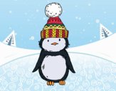 Pingüino con gorro de invierno