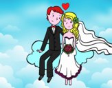 Recién casados en una nube