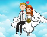 Recién casados en una nube