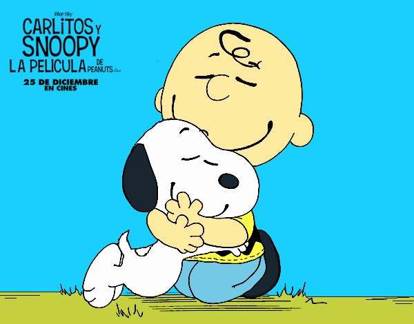 Snoopy y Carlitos abrazados