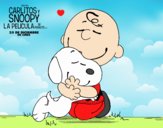 Snoopy y Carlitos abrazados