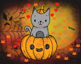 Un gatito de Halloween