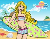 Barbie con tabla de surf