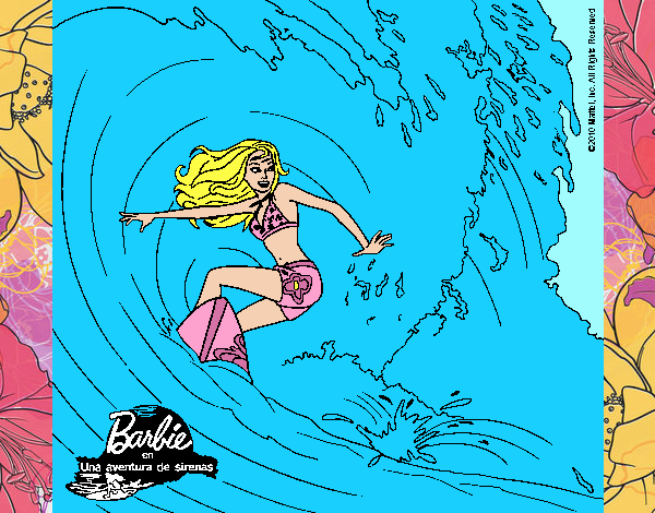 Barbie practicando surf