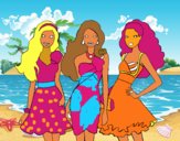 Barbie y sus amigas vestidas de fiesta