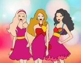 Barbie y sus amigas vestidas de fiesta