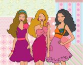 Barbie y sus amigas vestidas de fiesta