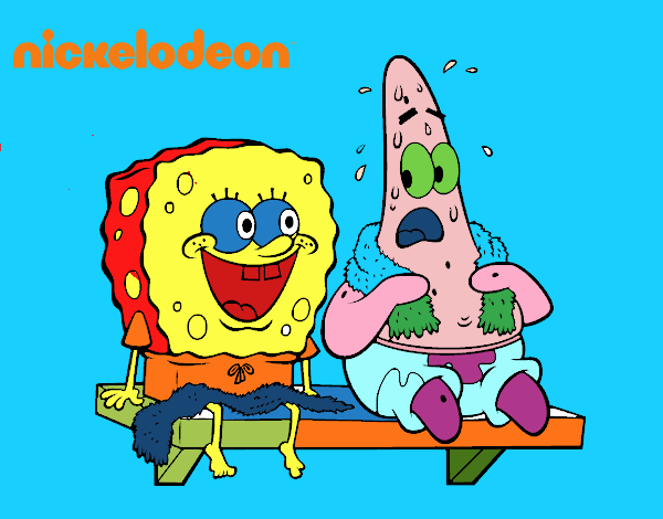 Bob Esponja y Patricio en bañador