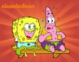 Bob Esponja y Patricio en bañador