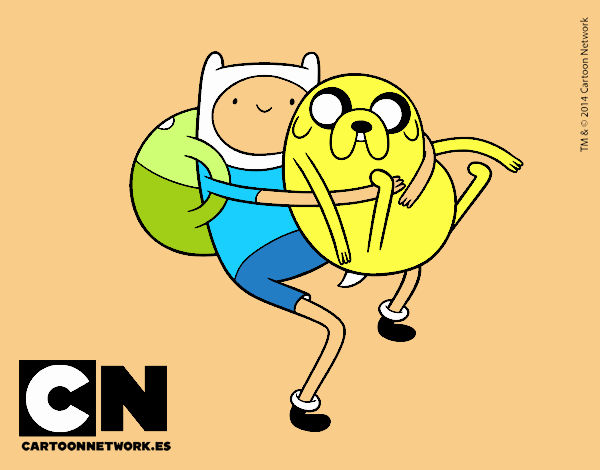 Finn y Jake abrazados