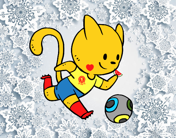 Gato jugando a fútbol