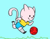 Gato jugando a fútbol