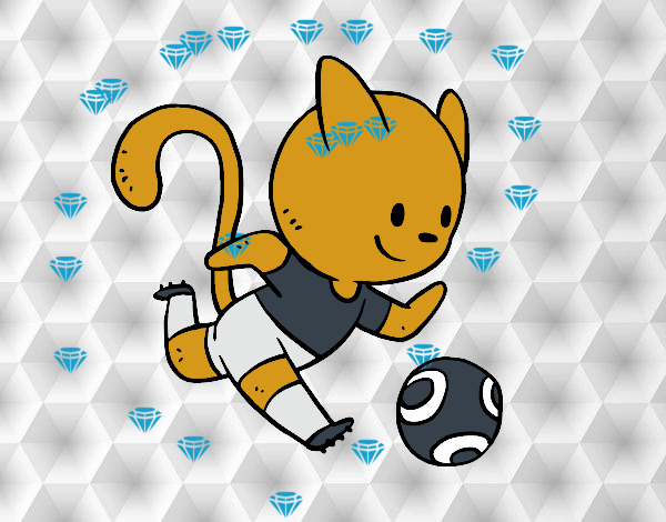 Gato jugando a fútbol