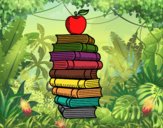 Libros y manzana