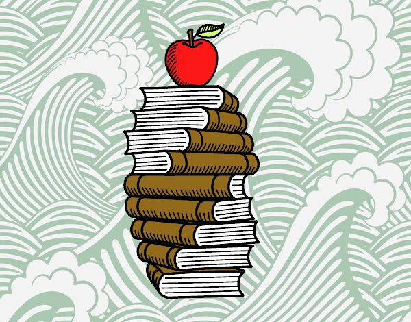 Libros y manzana