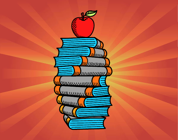 Libros y manzana