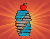 Libros y manzana