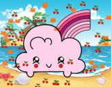 Nube con arco iris kawaii