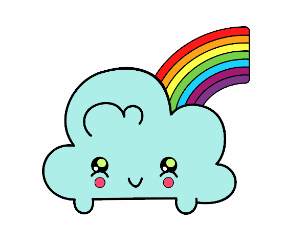 Nube con arco iris kawaii