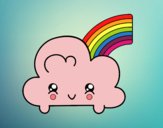 Nube con arco iris kawaii